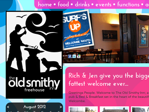 Old Smithy Inn - funky pub in Welcombe with funky webdesign by The Drawing Board 